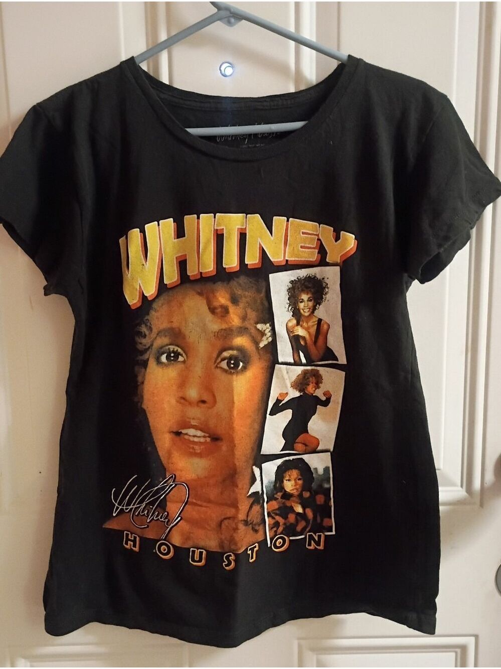 🌻 Whitney Houston Graphic Tee - Black with Yellow/Orange Print